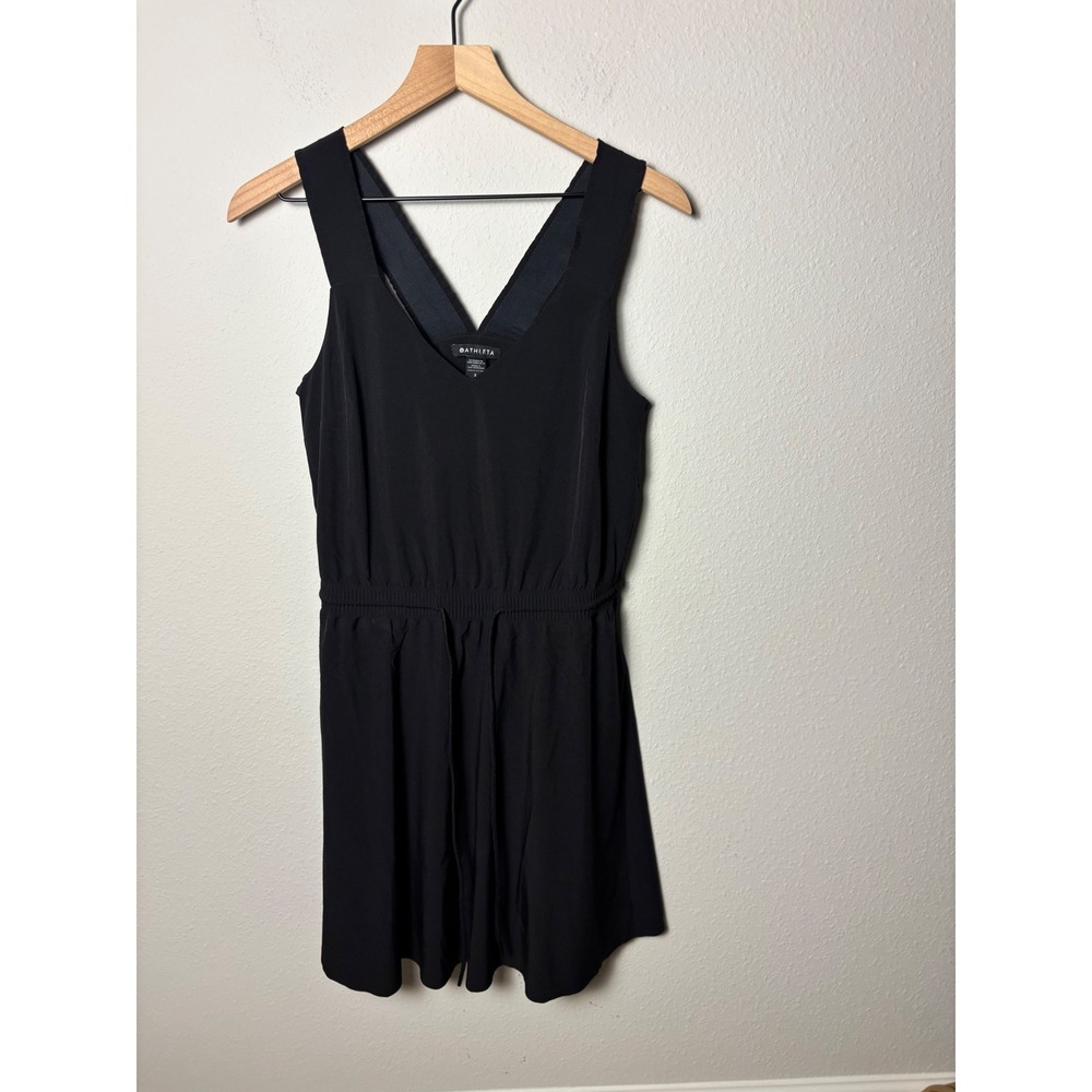 Athleta Savannah Strap Drawstring Waist Mini Dress Black S 659323